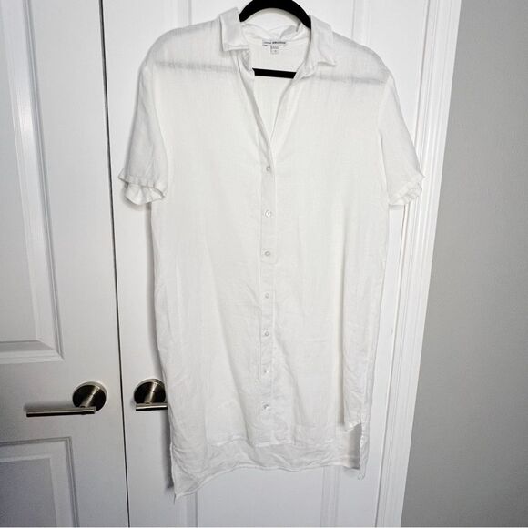 JAMES PERSE 100% Linen Mini Shirtdress White Size 2 Medium - Picture 3 of 10